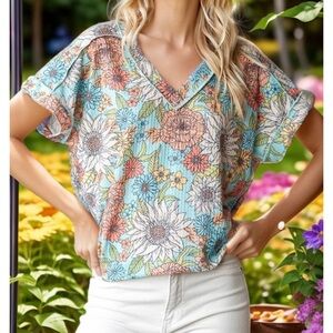 Heimish USA MINT DAISY V-NECK size Small